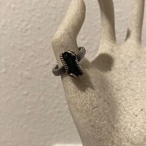 Raw black tourmaline wire wrapped ring